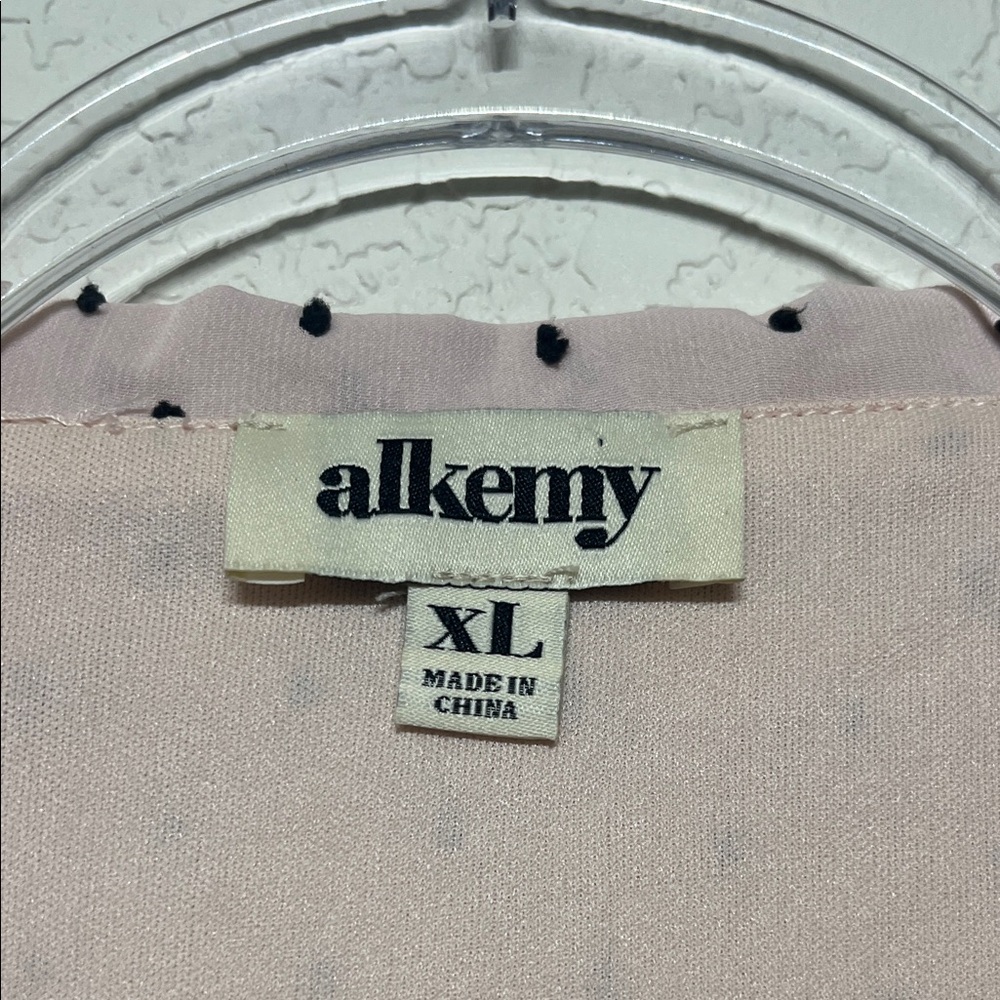 Alkemy Women's Size Large Blush Polka Dot Blouse - Picture 2 of 6